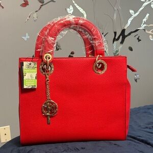 NWT!!!! Badgley Mischka Red Vegan Leather Satchel